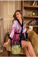 Pijamas de Algodón Personalizadas para Mujer, Primavera/Verano, Estilo Lujoso, Manga Larga, Cuello en V, Camisón/Bata de Baño Fresca al Tacto