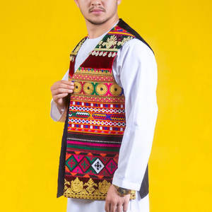 เสื้อกั๊กปักลายแบบครึ่งเอวสำหรับผู้ชาย,เสื้อโค้ทแฮนด์เมดแบบดั้งเดิมทำมือจากอัฟกานิสถาน - Product Image 5
