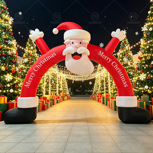 Arche gonflable géante Père Noël, Arche gonflable Joyeux Noël, <span class=keywords><strong>D</strong></span>écoration <span class=keywords><strong>d</strong></span>'<span class=keywords><strong>entrée</strong></span> pour fêtes de fin <span class=keywords><strong>d</strong></span>'année en extérieur avec souffleur - Product Image 1