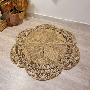 Tapis de fleurs en jonc de mer tissé à la main, matériau naturel, fabriqué au Vietnam - Product Image 6