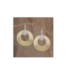 Elegant Design Handmade Brass <b>Earrings</b> <b>Pearl</b> <b>Diamond</b> Customizable Packing Best Selling Home Wedding Party Use Brass Product - Product Image 2