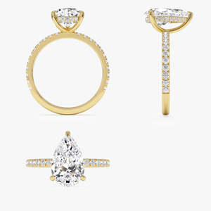 Anillo Radiante con Diamante Cultivado en Laboratorio en Forma de Pera, Halo Oculto con Pavé, 2.45 Ctw, Color E-F, Claridad VS, Oro de 14K, Certificado IGI, Pieza Nupcial - Product Image 4