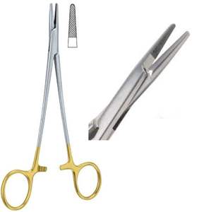 Porte-aiguille manuel droit en acier inoxydable de haute qualité, 15 cm, pour chirurgie générale, réutilisable, Metal Med Corporation - Product Image 5