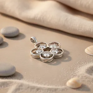 Collier pendentif fleur en argent 925 pour femme, cadeau - Product Image 1