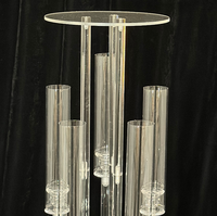 Candélabre en cristal à 5 têtes, porte-bougie en verre, chandelier en acrylique, décoration de centre de table de mariage
