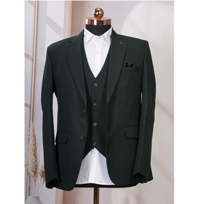 Traje de Tres Piezas para Hombre, Color Verde Oscuro Moderno, Excelente Calidad, para Bodas, Banquetes, Oficina y Ocasiones Especiales, en Venta - Product Image 1
