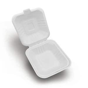 Boîte d'emballage pour hamburgers en bagasse durable 6x6, résistante à la graisse, pour cafés, aliments chauds, écologique, durable, en stock, vente chaude 2026 - Product Image 2