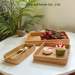 Rattan <b>Storage</b> Trays Set of 3 Rectangle Minimalist Design Stackable Table Organizer for Neatening and <b>Storage</b> - Product Image 6