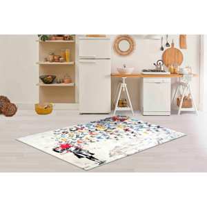 Graffiti Banksy Butterfly Printed <b>Rug</b> - Soft Chenille <b>Runner</b> for <b>Kitchen</b> & Floor,Nonwoven Soft <b>Rug</b> - Product Image 4