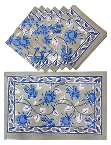 Fabriqués à la main 100% coton napperons traditionnels Jaipur ethnique indien Design motif floral bloc à la main imprimé Table à manger tapis - Product Image 5