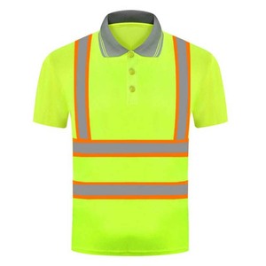 Men's Construction OEM Reflective Tape 100% Cotton Short Sleeve <b>Polo</b> T Shirts For Work Wear - Product Image 1
