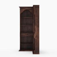 Meuble en bois de Java, style rustique antique, en teck massif, bar à vin d'angle, tiroirs en acier inoxydable, étagères multiples, rangement pour spiritueux