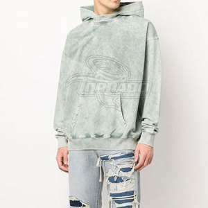เสื้อฮู้ดดี้ผ้าฝ้ายแท้ 100% คุณภาพสูง ล้างสีแบบ Acid Wash สำหรับผู้ชาย ไซส์สั่งทำได้ - Product Image 4