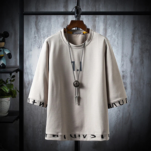 Camisetas informales para hombre con estampado de logotipo personalizado 300GSM tela de algodón pesado bordado transpirable de punto 100% algodón MOQ bajo - Product Image 3