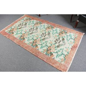 Classique Beige Orange 3.7 X 6.5ft tapis turc Boho Patchwork Design pour entrée à la main laine Viscose couloir maison vie Latex - Product Image 4