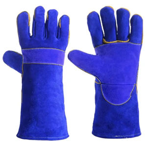 Guantes de trabajo para chimenea de cuero de vaca reforzado OEM Industrial de cuero, guantes para barbacoa resistentes al calor para soldar a la parrilla - Product Image 6