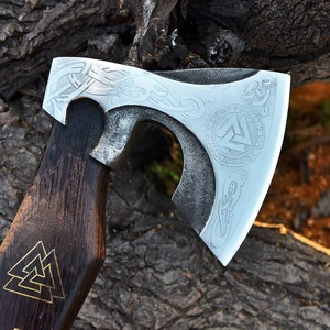 Viking Bearded <b>Axe</b> Forged Nordic Style <b>Camping</b> Hatchet with Rose Wood Shaft Anniversary Gift for Him for DIY & Industrial Use - Product Image 3