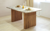 Mesa de Comedor Plegable Portátil de Lujo Moderno de Alta Gama, con Cubierta de Madera Maciza y Mármol, Resistente y Duradera, de Primera Calidad, para Comedor u Hotel, 10 Personas