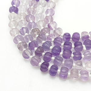 Améthyste ombrée 5-7 MM citrouille sculptée Rondelle perles Agate Melon forme perles Quartz citrouille perles pour la fabrication de bijoux - Product Image 4