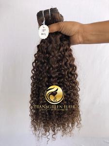 La mejor calidad #4 Kinky 18 "Color rizado Paquetes al por mayor Templo indio crudo Directo de la máquina de La India Cabello humano de doble trama - Product Image 3