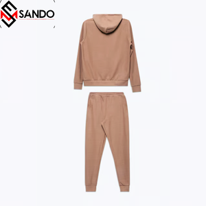 Chándales esenciales de alta calidad para mujer, conjunto de dos piezas de algodón 100% grueso de gran tamaño, pantalones de chándal con logotipo personalizado y Sudadera con capucha - Product Image 2
