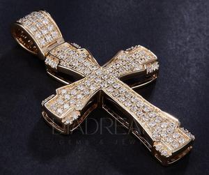 จี้กางเขนฮิปฮอปสำหรับผู้ชาย ทำจากโลหะผสมสังกะสี ประดับด้วยมอยส์ซาไนต์คุณภาพ VVS เหมาะเป็นของขวัญที่สมบูรณ์แบบสำหรับทุกคน - Product Image 1