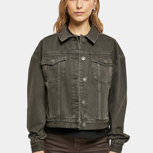 Chaqueta vaquera moderna de gran tamaño para mujer Braun personalizada, lo último en venta al por mayor, cierre de botones diseñado para mujer, comodidad para todas las estaciones - Product Image 1