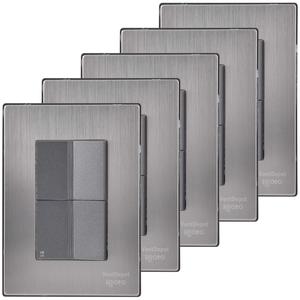 Placche interruttori doppie, MXIUI-005, 5 pezzi, interruttore/interruttore per scale, 125-250VAC, 10A, 50/60Hz, Argento/Oxford, Acciaio - Product Image 1