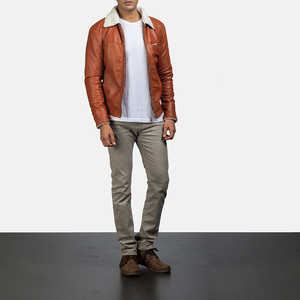 Fabricante de fábrica, chaqueta de piel de oveja cómoda de tamaño completo para hombre, piel de vaca, pecho tostado, bolsillos laterales con cremallera, talla grande de invierno - Product Image 4