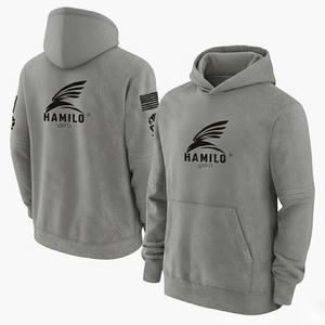 Vente en gros de sweat-shirts à capuche thermiques en tricot uni pour hommes, fermeture éclair intégrale, hiver, 100% coton, épais, faux coton mélangé - Product Image 3