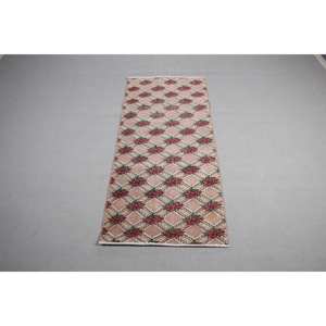Alfombra turca vintage de 2.8x6.3 pies, alfombra de lana con motivos de plantas y árboles rojos. - Product Image 1