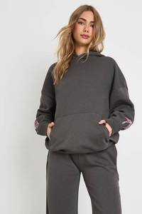 Ensemble de survêtement décontracté pour femme en charbon de bois solide, nouveau design, 2 pièces, écologique, respirant, sweat-shirt à capuche et pantalon de survêtement - Product Image 3