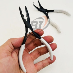 Kit d'outils pour extensions de cheveux : pinces en acier inoxydable pour micro-perles, pose et retrait, logo personnalisé, noir avec poignée blanche - Product Image 6