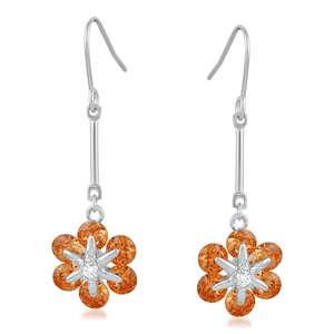 Kriaa Brown Austrian Stone <b>Silver</b> Plated Zinc Alloy Fine <b>Dangle</b> <b>Earrings</b> 1309106A - Product Image 1