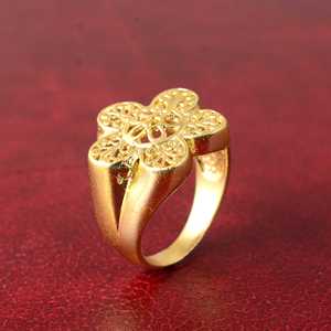 Fashion Casual Filigree <b>Ring</b> Boho Brass <b>Rings</b> Women 18k <b>Gold</b> Plated Vintage Floral Band Ethnic Flower Design Wholesale/OEM/ODM - Product Image 1