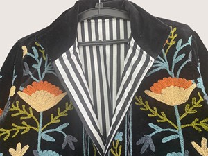 Chaqueta de Estilo Chino con Bordado Floral, Ecológica, Bohemia, Mezcla de Lana, Cuello Redondo, Manga Larga, Talla Grande, Informal de Invierno para Mujer - Product Image 3