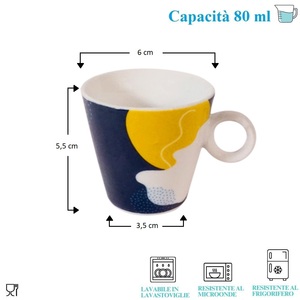 Fantasia Set di 12 tazze da caffè in porcellana da 80ml e piattini microonde e lavastoviglie per tè e caffè - Product Image 2