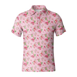 Camiseta de Polo de Golf de Alto Rendimiento para Hombre, Fabricante de Polos con Estampado Floral de Moda, Tela Elástica Suave y Transpirable, Ropa de Golf, Pedido al por Mayor - Product Image 4