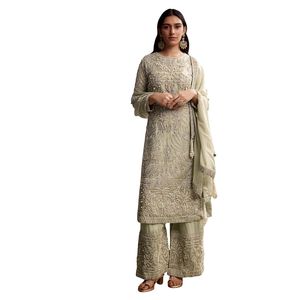 ชุดสูทพาลาซโซทำจากผ้าโปร่งบางสีเขียวมิ้นท์สำหรับผู้หญิงเสื้อผ้าแนวพื้นเมือง - Product Image 4