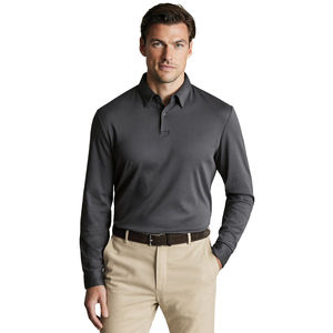 Polo de Manga Larga Personalizado Más Vendido para Hombre, Corte Clásico, 100% Algodón, Polo de Jersey Elegante de Manga Larga, Gris Grafito - Product Image 1