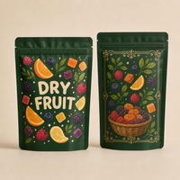 Op maat bedrukte, gerecyclede, herbruikbare stand-up pouch voor groene matte gedroogde fruitgummies, voedselverpakking