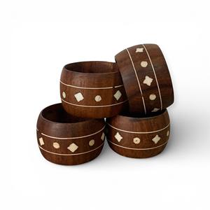 Juego de Anillos para Servilletas Hechos a Mano con Madera de Mango y Resina con Bandas Anchas a Rayas para una Presentación Elegante de Decoración de Mesa Única - Product Image 5