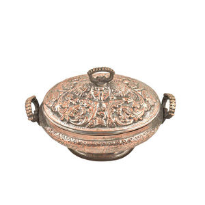 Pot de service en cuivre pur de taille personnalisée avec un design en relief pour la cuisine à domicile, pot de service, plat, design personnalisé pour la maison - Product Image 1