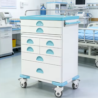 Chariot d'urgence médicale pour hôpital, chariot de distribution de médicaments haute capacité avec 6 tiroirs