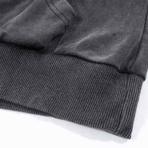 Poids lourd personnalisé pour hommes Détresse Boxy recadrée à l'acide Stonewash Sunfaded Wash Vintage Blanchi Hoodie - Product Image 5