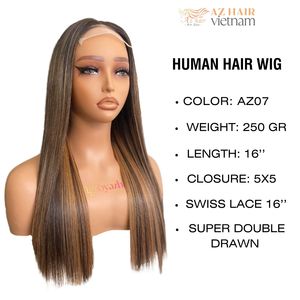 Pelucas vietnamitas 4x4 5x5 rectas HD Swiss Lace Front Glueless Bone Straight Highlight Color Remy Virgin Hair Cutícula alineada - Product Image 4