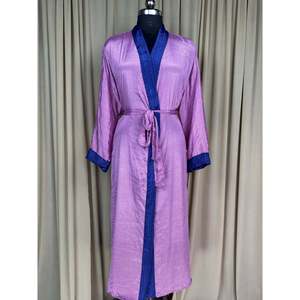 Recycled Silk Sari Women's <b>Robe</b> Vintage for Lounge Dressing Kimono Boho Chic <b>Beach</b> Cover Resort Wear Regal Gypsy House Dress 1 - Product Image 1