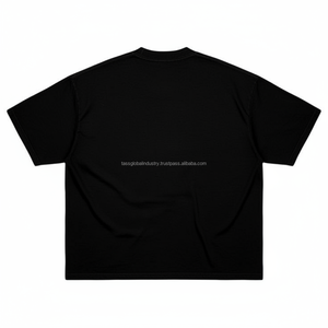 High Quality Eco-Friendly Heavyweight Boxy Oversized Streetwear Casual T-<b>Shirt</b> Custom Screen Print Heavy Cotton Cropped <b>Men</b> - Product Image 2