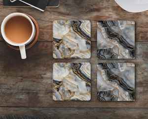 <b>Black</b> Agate <b>Coaster</b> Set Marble Beverage <b>Coasters</b> Elegant Modern New Home Drink <b>Coaster</b> Gifts - Product Image 3