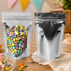 Sachet Doypack refermable à fermeture éclair pour emballage alimentaire, transparent d'un côté et argenté de l'autre, avec fenêtre transparente, vente en gros - Product Image 5